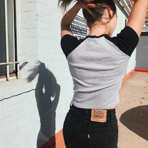 Brandy Melville Black and Grey Top